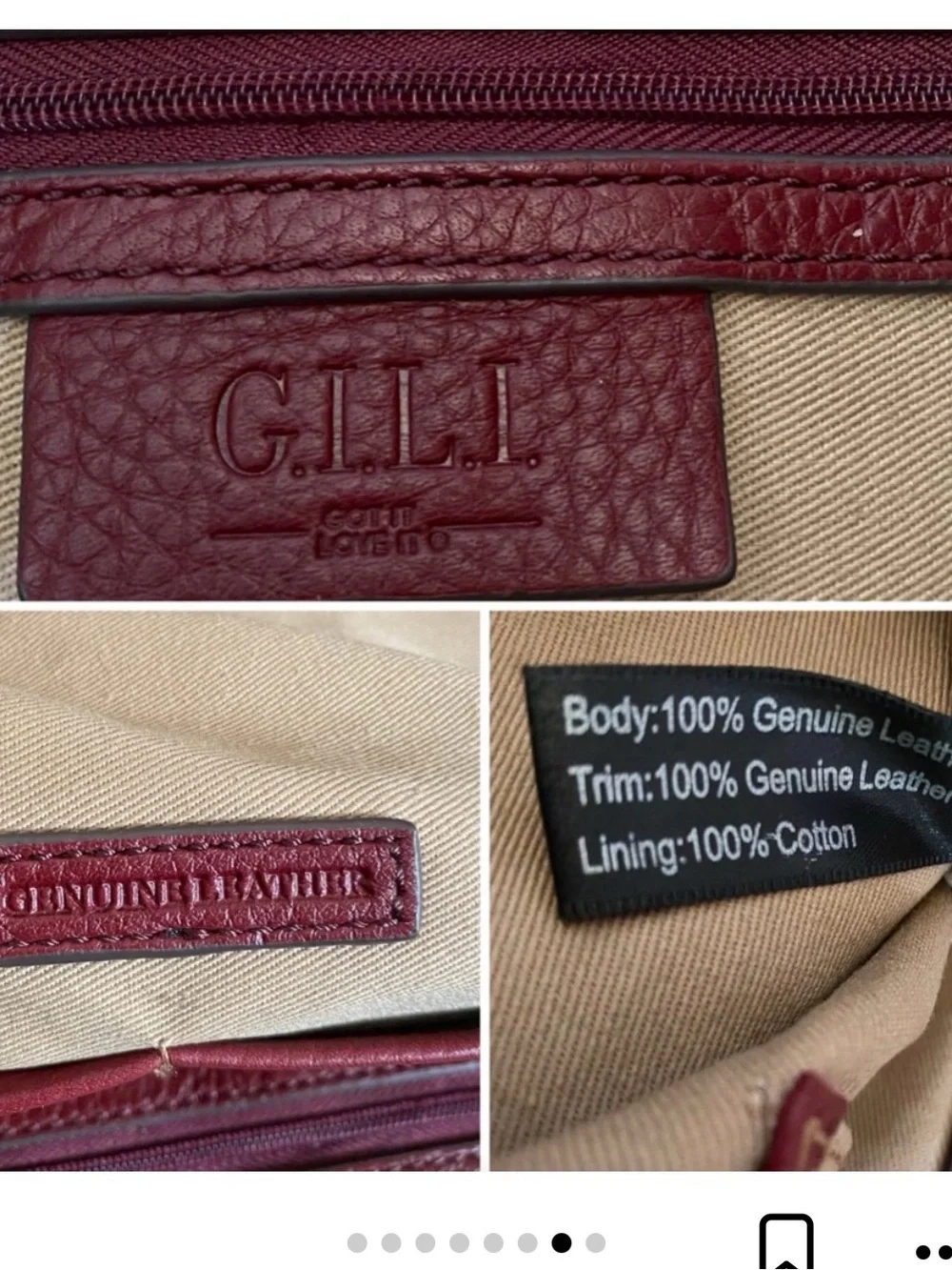 G.I.L.I. Brown Croc-Embossed Leather Shoulder Bag with Burgundy Strap